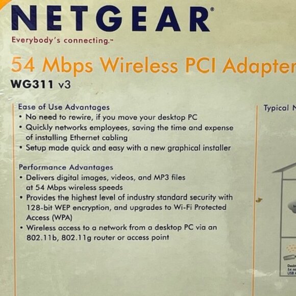 New Netgear 54 Mbps Wireless PCI Adapter WG 311 v3 Sealed Box - Picture 5 of 10